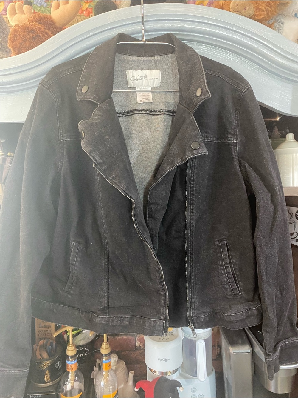 Jaclyn Smith Black Moto-Style Bomber Jacket XL